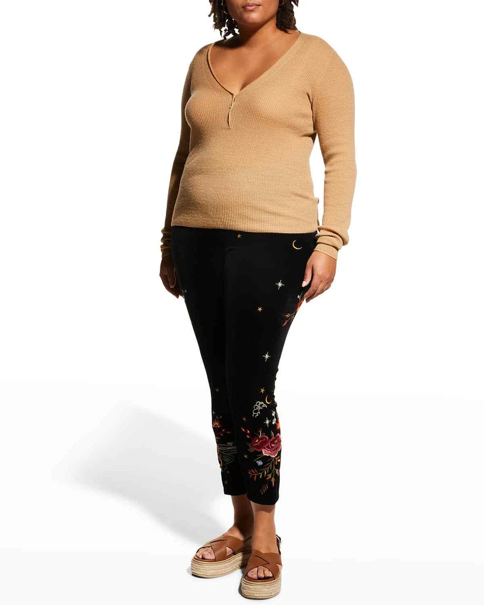 Johnny Was Leggings KEONE VELVET LEGGING Embroidery Pants Velvet