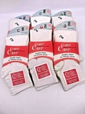 6p PureCare Double Layer no-blister Ankle High Socks -WHITE-Size 9-11