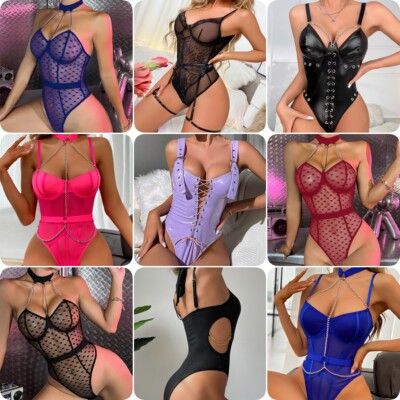 Sexy Lingerie Erotic Bodysuit Snap Crotch Jumpsuit Underwear Cosplay  Costume USA | eBay