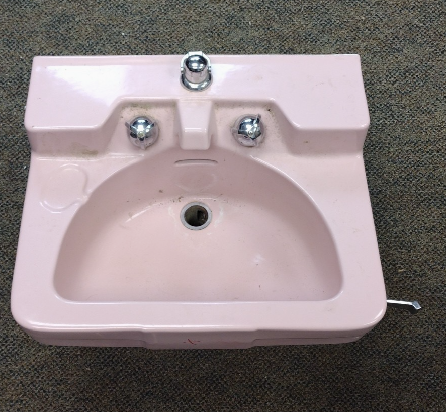 Vintage Crane Drexel Pink Bathroom Sink - Wall Mounted - Atomic