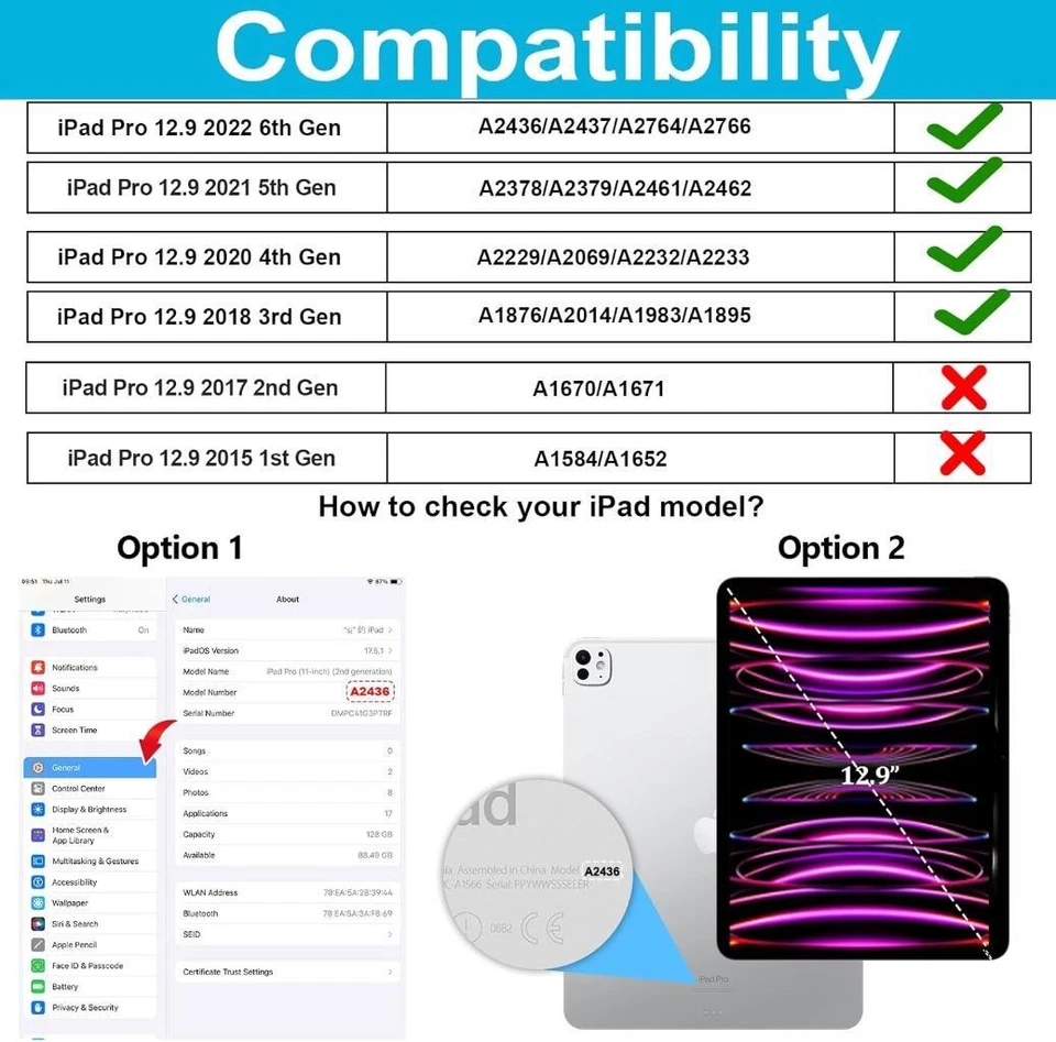 For iPad 12.9" 2022/2021 6th/5th/4th/3rd Gen Shockproof Stand Heavy Duty Case - Image 2 of 4