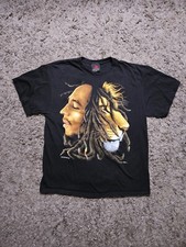 Y2K Vintage Bob Marley Rasta Lion Black Zion Rootwear Black T-Shirt X-Large