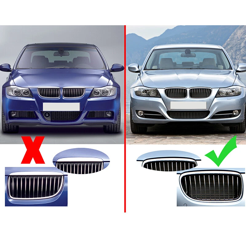 For 2009-2011 BMW E90 E91 LCI 325i 328i 4D Front Kidney Grill Grille Gloss Black - Изображение 4 из 4