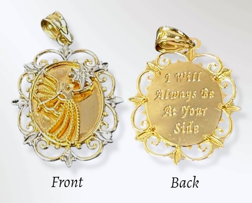 10K GOLD MICHAEL ANTHONY Angel Pendant Diamond “I Will Always Be At Your Side” - Picture 2 of 8