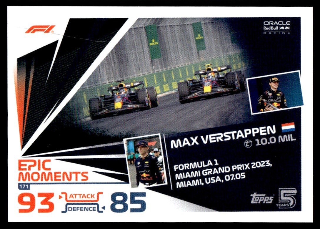 MAX VERSTAPPEN 2024 Topps F1 Turbo Attax Epic Moments Card Red