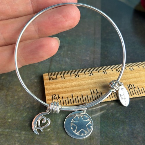 Hallmarked STERLING SILVER 925 Bangle Bracelet Dangle Charms Love to the Moon - Picture 6 of 10