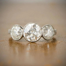 Vintage European 3.8Ct Round Cut CZ-Stone Wedding Engagement Ring in 925 Silver