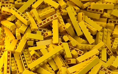 LEGO HUGE YELLOW BIG BRICK LOT of 100 1X3 1X4 1X6 1X8 BUILDING PIECES SHIPS FREE