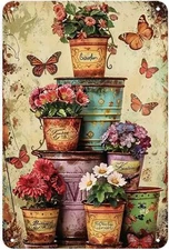 Vintage Rustic Floral Metal Sign Print Aesthetic Room Decoration for Home Bedroo