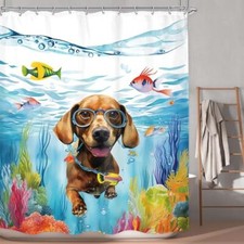 Kids Funny Dog Shower Curtain 60"W x 71"L Pack of 1 A-funny Dog blue 