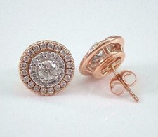 2Ct Lab Created Round Diamond Halo Cluster Stud Earrings 14K Rose Gold Plated