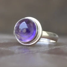 Natural Amethyst Gemstone Ring,Handmade Ring,925 Sterling Silver,Stack Ring,Gift