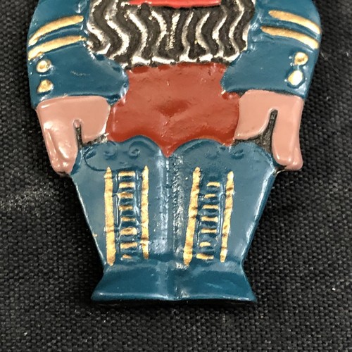 Enamel Nutcracker Pendant Christmas Ornament Blue Red Nut Cracker Vintage - Foto 4 di 9