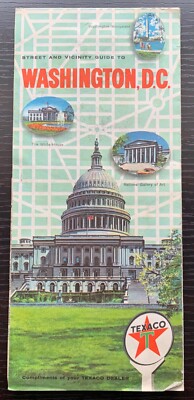 1967 WASHINGTON D.C. AND VICINITY TEXACO STREET MAP  31X22 USED VF COND
