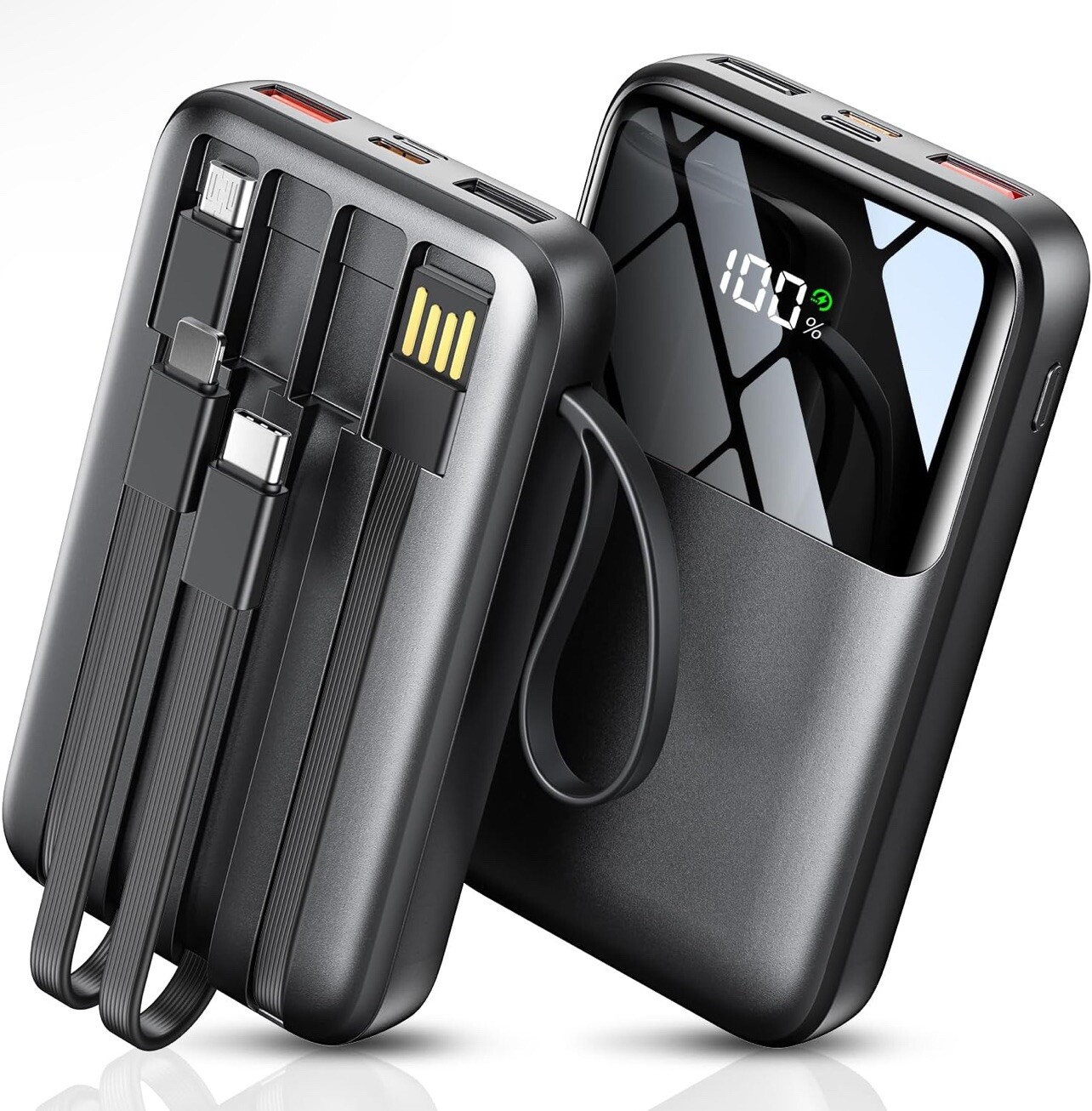 Portable Charger with Built in Cable 15000mAh Power Bank 22.5W Fast Charging-image