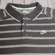 Vintage Y2K Nike Sportswear Striped Polo Shirt Mens XL Embroidered NikeFit Dry