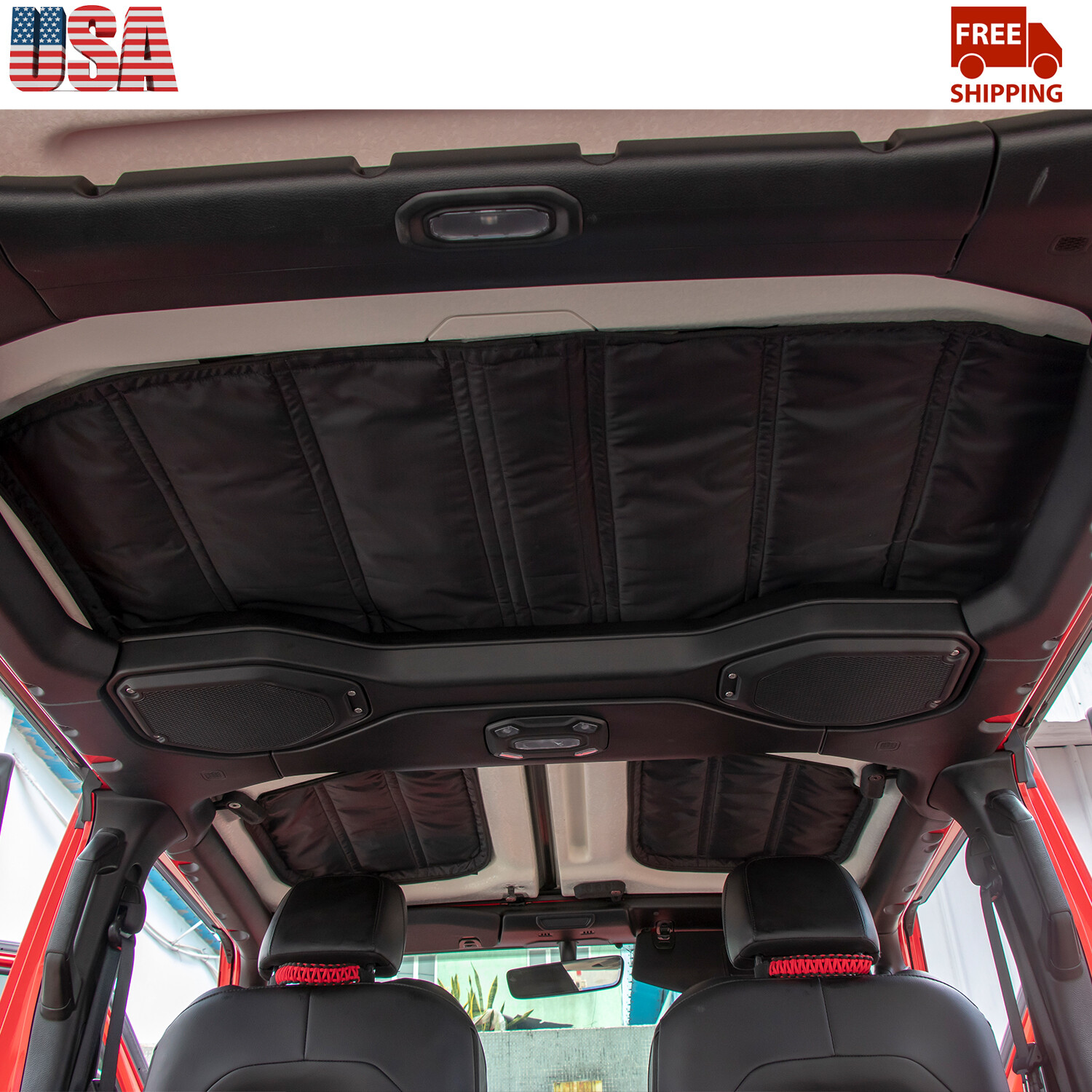 Black Car Roof Liner Insulation Cover Pads for 4door Jeep Wrangler JL