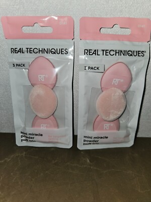2 x 3 Real Techniques Mini Miracle Powder puff trio Puder Schwämme Puderschwamm