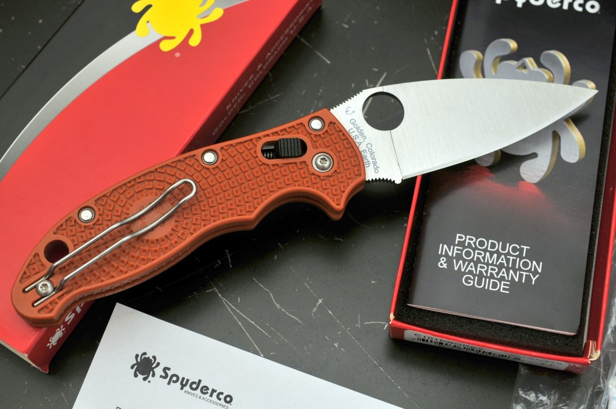 【uiko】manimaris queue nubuk rouge Spyderco Manix 2 LW Lightweight CPM Rex 45 Burnt Orange FRN