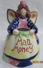 PENNIES FROM HEAVEN MALL MONEY BANK ANGEL PATCHWORK LOOK 2000 DEBRA JORDAN BRYAN