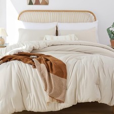 King Size Comforter Set Beige, 3pcs 1 Boho Comforter  2 Pillowcases All Se...