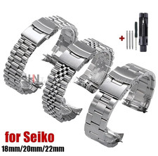 Solid Stainless Steel Watch Strap ? Curved End Metal Replacement Bracelet