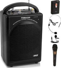 Pyle Portable PA Speaker  Microphone System - FM Radio, Built-In Rechargeable