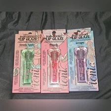 3 x Ioni Lip Glaze- Peach, Grape & Green Apple BNIB