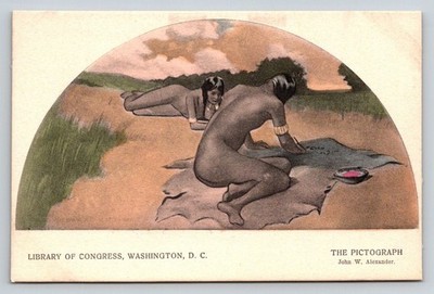 Native American Pictograph Postcard by John W. Alexander, Library of Congress