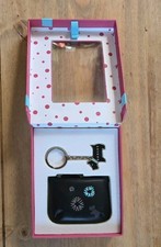 Radley Mini Coin Purse in Black Leather with Matching Metal Keyring. 