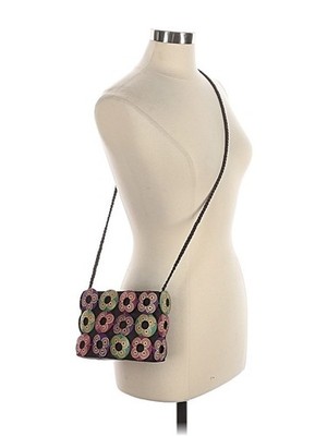 Wayan Natural Wear Hand Crafted Black Purse With Wood Circle Embellishments