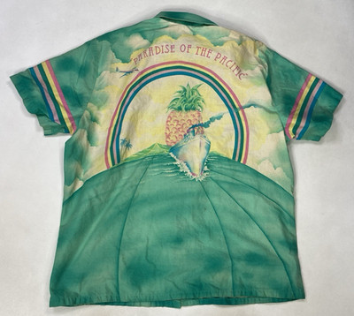 VINTAGE Paradise Of The Pacific Frank Shirt Men Large Green Short Sleeve Pocket