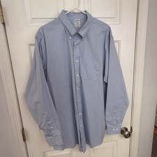 Brooks Brothers 1818 Regent Blue Dress Shirt All Cotton Non-iron 18 - 6/7