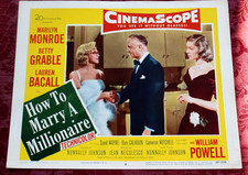 HOW TO MARRY A MILLIONAIRE 1953 Marilyn Monroe William Powell Bacall LOBBY CARD