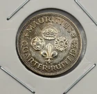 1934 Mauritius Quarter 1/4 Rupee - George V 0.916 Silver Coin