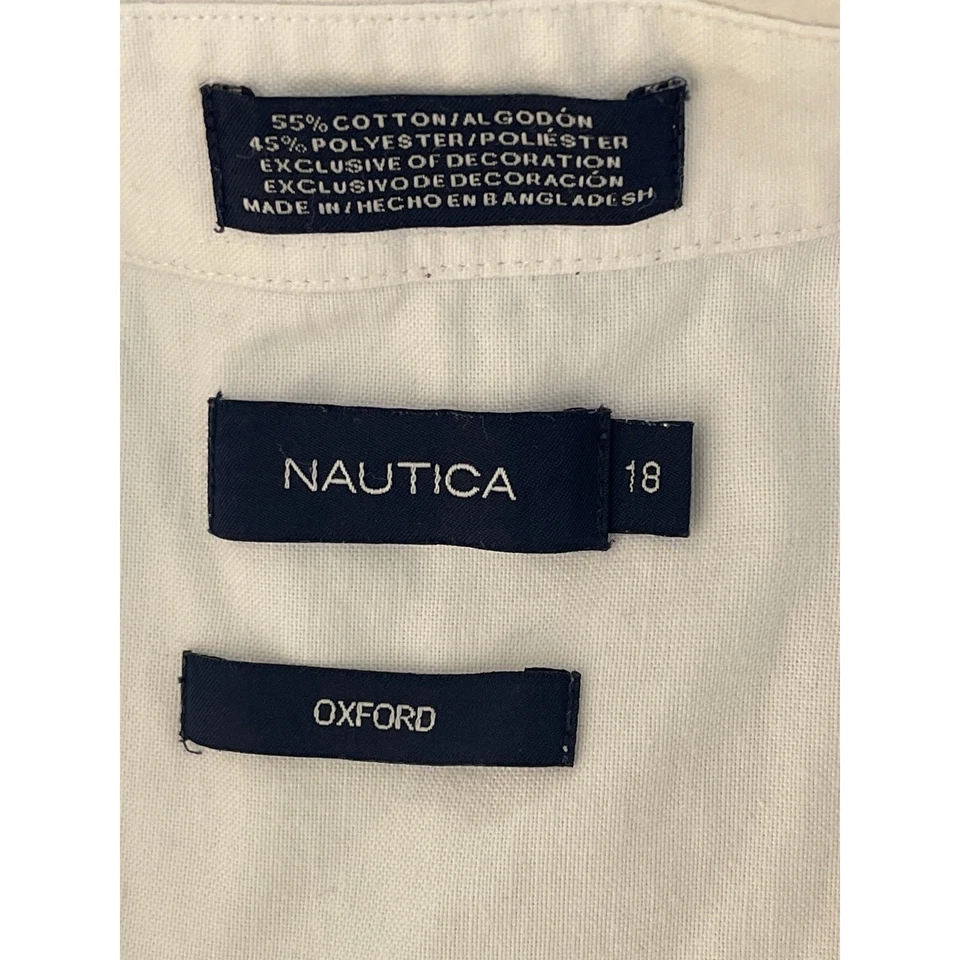 Camisa Oxford NAUTICA Niños Sólida Manga Larga Color Blanco Talla 18 Foto 3 de 4