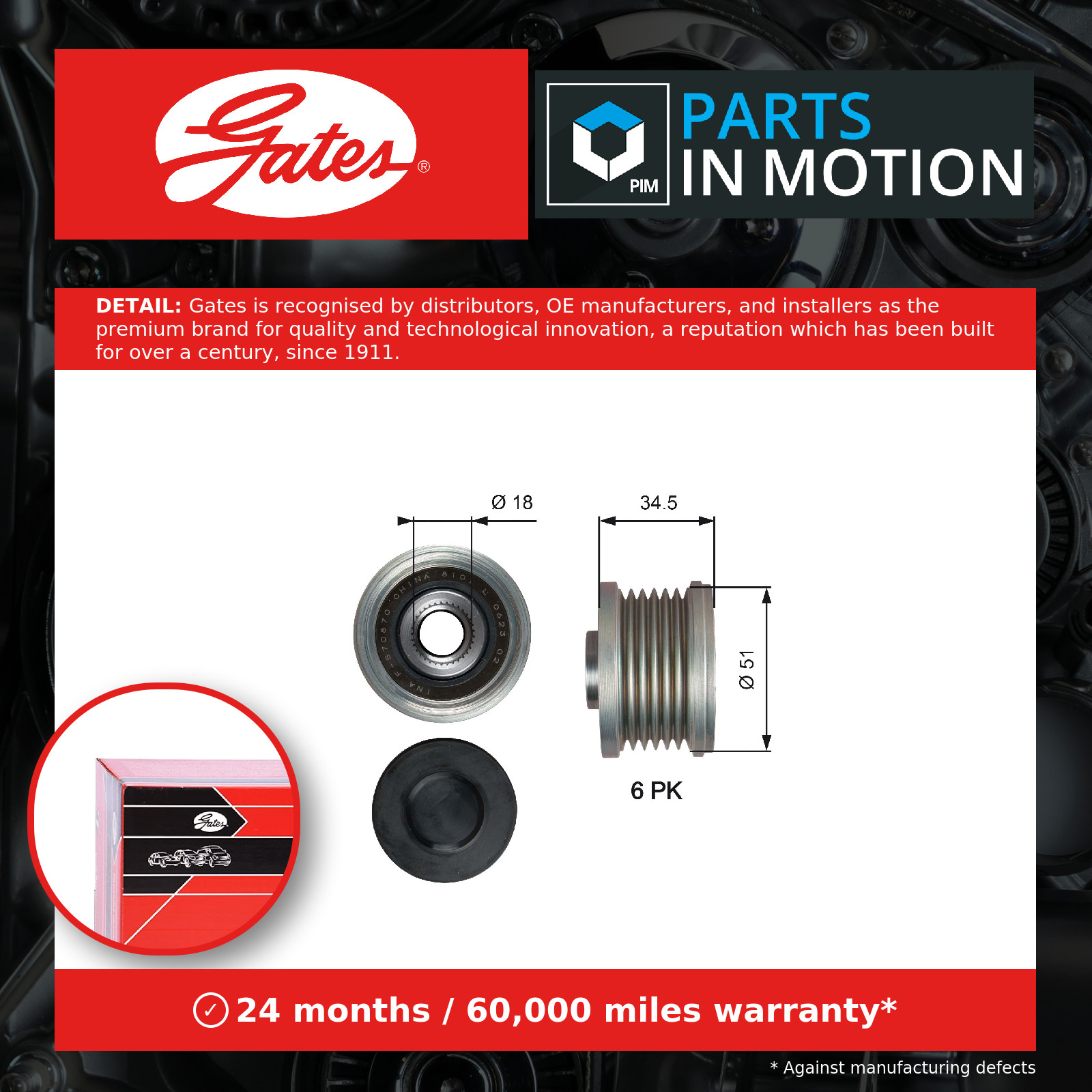 GATES-OE OAP7218 Alternator Freewheel Clutch for MAZDA - Image 8