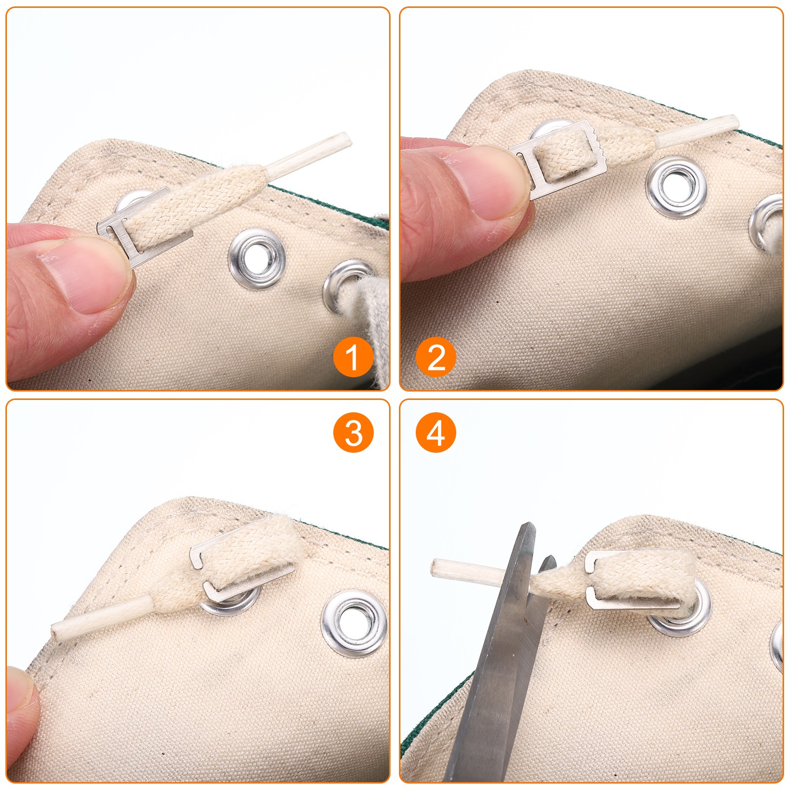 No Tie Shoelace Buckles, White Stainless Iron Lace Lock Clip for Shoes, 8Pcs