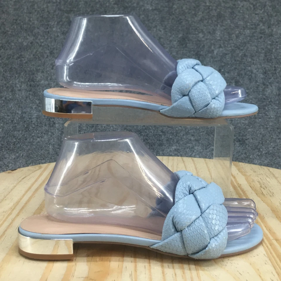 Sandalias BCBGeneration Para Mujer 7M Deelo Trenzadas Deslizables Cuero Azul Informales Punta Abierta Foto 2 de 4