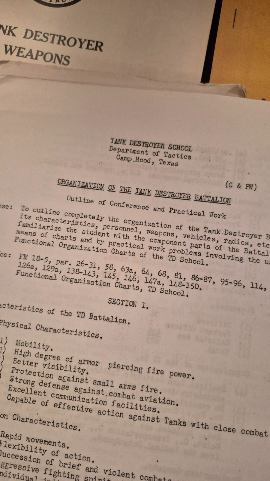 US WW2 Tank Destroyer Unit documents & Manual lot