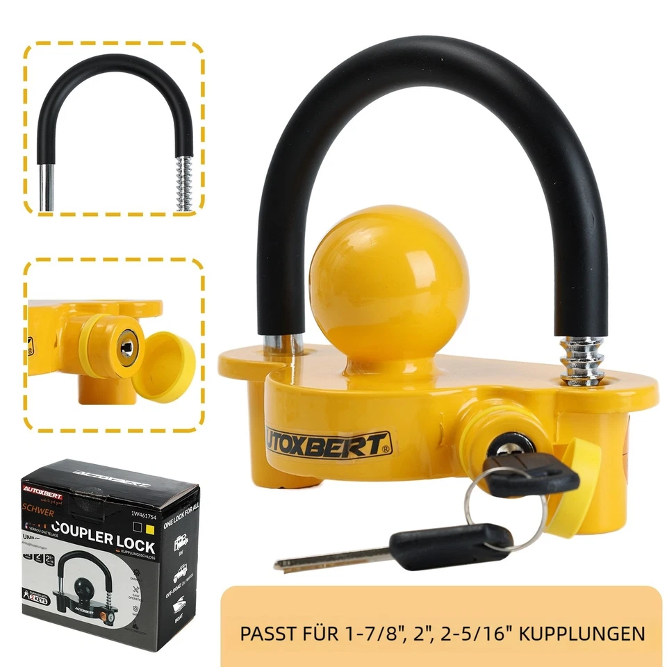 1x Anhängerschloss Anhänger Diebstahlsicherung Diebstahlschutz Kupplungsschloss - Bild 3 von 4