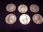 WASHINGTON SILVER 6 LOT QUARTERS OLD40S