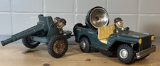 Tin Toys Jeep Con Cannone Soldati Militari Made In Japan Anni 50