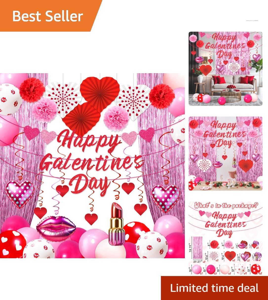 Happy Galentine's Day Balloon Arch Kit with Banners & Swirls - Party Essentials