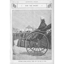 RUSSO-JAPANESE WAR Nurses Leaving Tokyo for the Front - Antique Print 1904