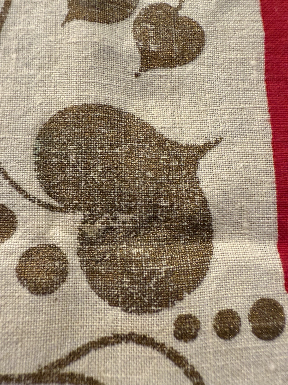 Vintage 70's Red & Gold Linen Tablecloth