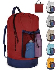 Portable Laundry Bag Backpack w/ Shoulder Straps  Mesh Pocket - Large