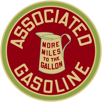 Associated Gasoline More Miles per Gallon New Sign: 24'' Round USA Steel XL Size