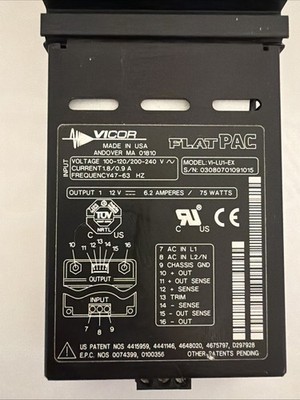 Vicor FlatPAC VI-LU1-EX 12V 6.2A 75W  Power Supply Tested, Working ATM/Kiosk/POS