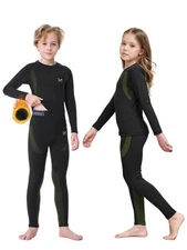 2 Sets Youth Kids' Thermal Underwear Fleece-Lined Compression Shirt & Leggings
